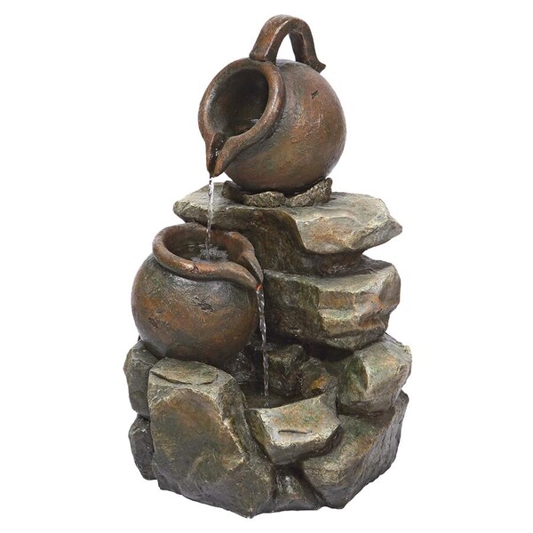 LaTaverna Cascading Urns Illuminated Garden Fountain